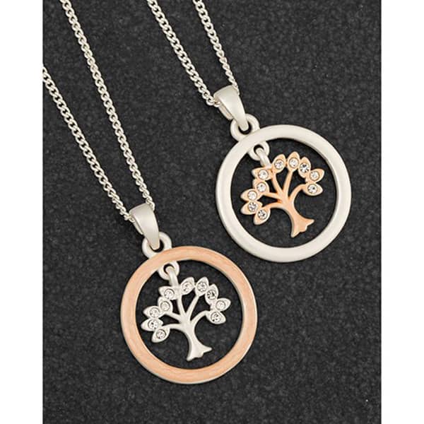 Matt Silver & Rose Gold Plated Circle of Life Necklace