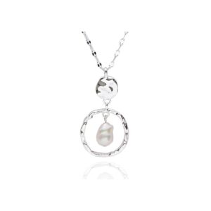 Molten Metal Ring Fresh Water Pearl Silver Plated