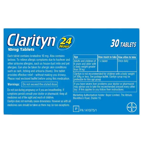 Clarityn Loratidine 10mg Allergy Tablets