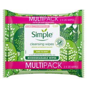 Simple Kind To Skin Biodegradable Cleansing Wipes (Twin Pack)