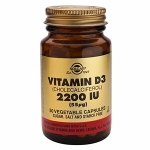 Solgar Vitamin D3 (Cholecalciferol) 2200 IU (55 ug) – (50) Vegetarian Capsules