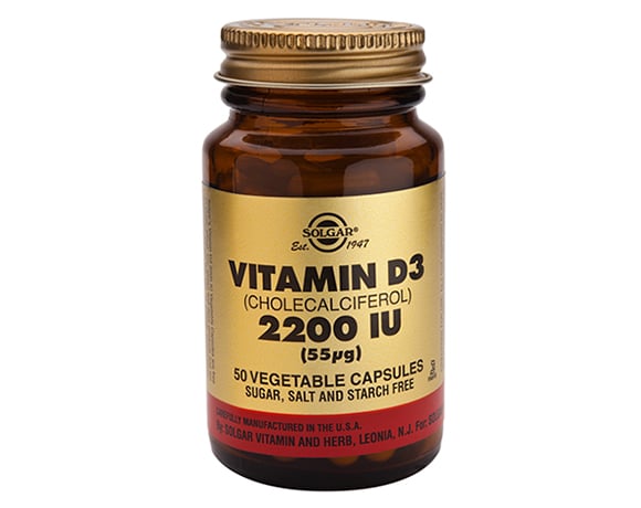 Solgar Vitamin D3 (Cholecalciferol) 2200 IU (55 ug) – (50) Vegetarian Capsules