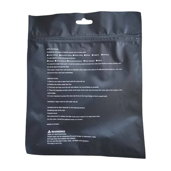 Reusable Large Black Cotton Face Mask with valve PM 2.5 KN 95  (includes 2 filters)