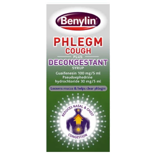 Benylin Phlegm Cough Plus Decongestant Syrup (100ml)