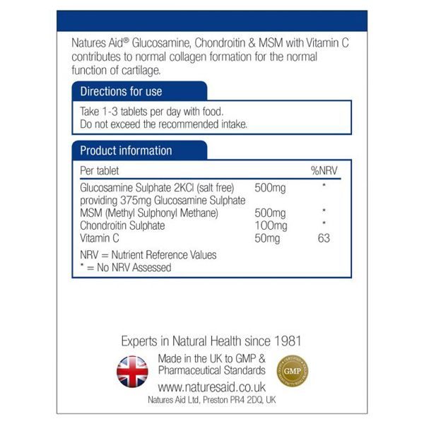 Natures Aid Glucosamine, MSM & Chondroitin Tablets (90)