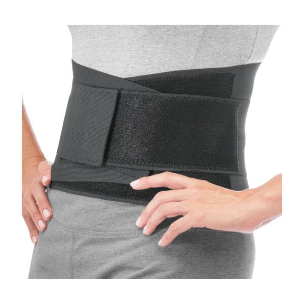 muel_adj_back_brace_1 Mueller Adjustable Back Brace worn by person front - Pharmhealth