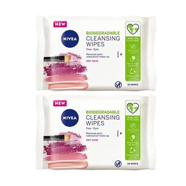 Nivea Biodegradable Cleansing Wipes Duo Pack Dry Skin