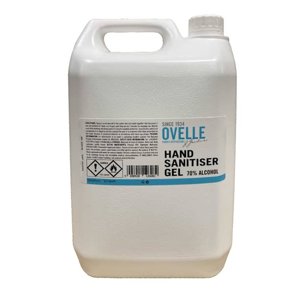 Ovelle Hand Sanitiser Hand Gel 70% Alcohol (5Ltr)
