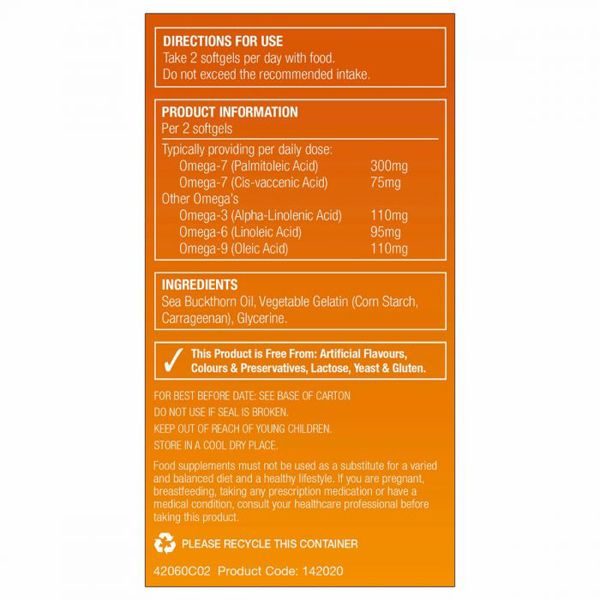 Natures Aid Sea Buckthorn Oil 500mg Softgels (60)