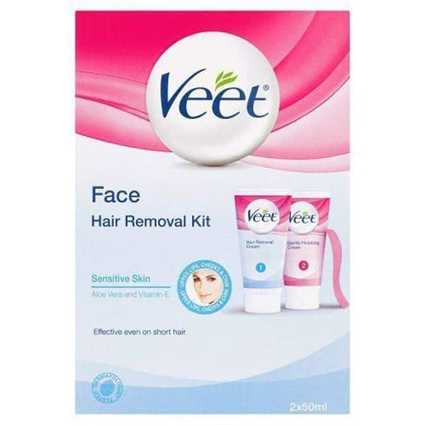 Veet Facial Hair Removal Kit for Sensitive Skin - 2 x 55ml - Feminine Hair  Removal