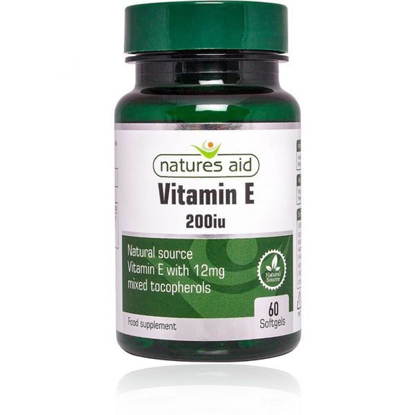 Natures Aid Vitamin E 200IU – (60) softgel capsules